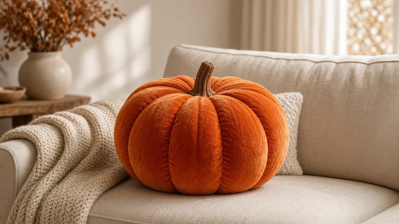 Pumpkin velvet throw pillow