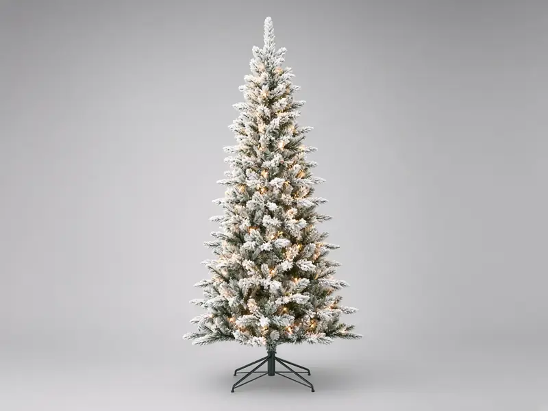 Slim Flocked Pre-Lit Tree