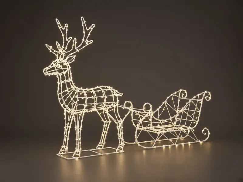 Lighted Reindeer & Sleigh